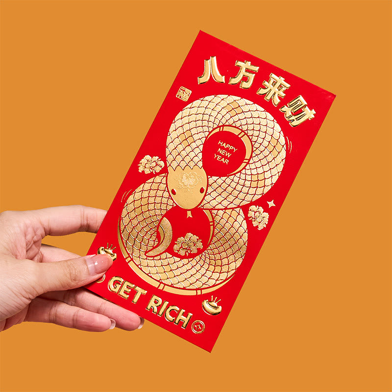 6Pcs Red Envelope Year Of The Snake 2025 | Good Luck Blessings