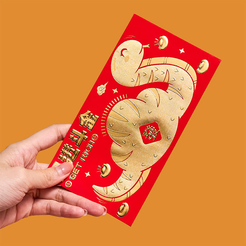 6Pcs Red Envelope Year Of The Snake 2025 | Good Luck Blessings