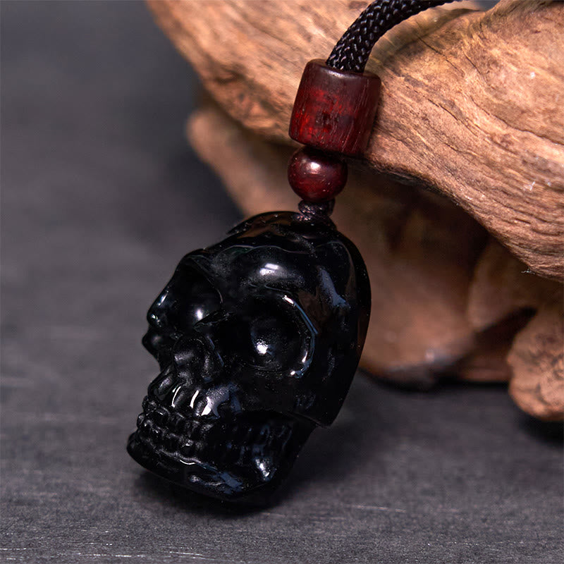 Black Obsidian Skeleton Necklace for Fulfillment & Transformation