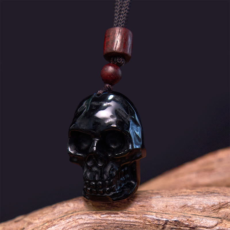 Black Obsidian Skeleton Necklace for Fulfillment & Transformation
