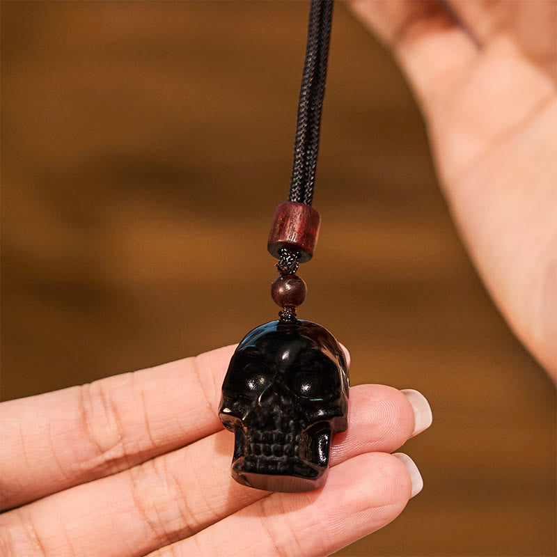 Black Obsidian Skeleton Necklace for Fulfillment & Transformation