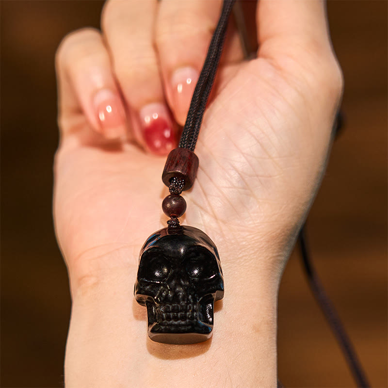 Black Obsidian Skeleton Necklace for Fulfillment & Transformation