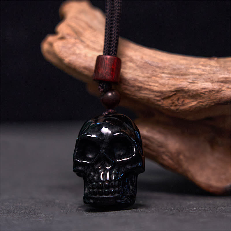 Black Obsidian Skeleton Necklace for Fulfillment & Transformation