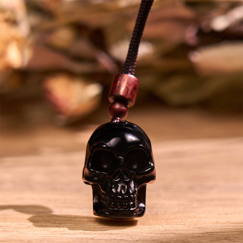 Black Obsidian Skeleton Necklace for Fulfillment & Transformation