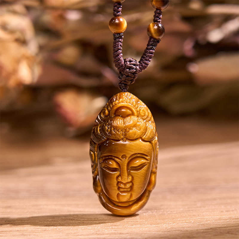Tiger Eye Avalokitesvara Strength Necklace 6mm Beads