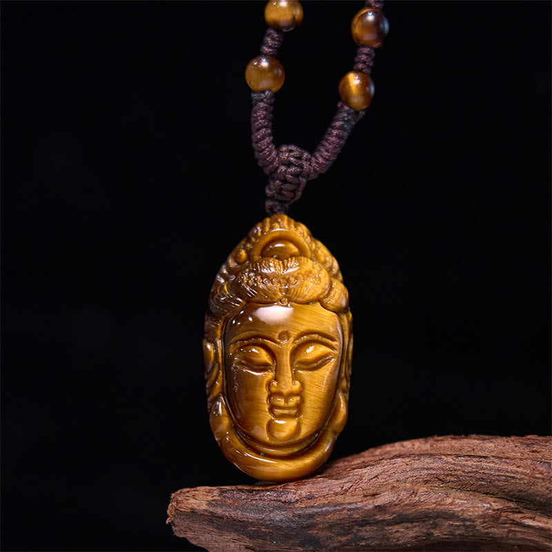 Tiger Eye Avalokitesvara Strength Necklace 6mm Beads