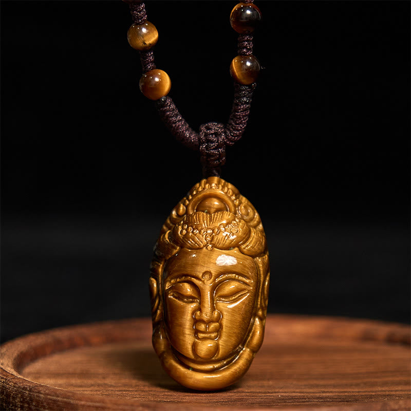 Tiger Eye Avalokitesvara Strength Necklace 6mm Beads