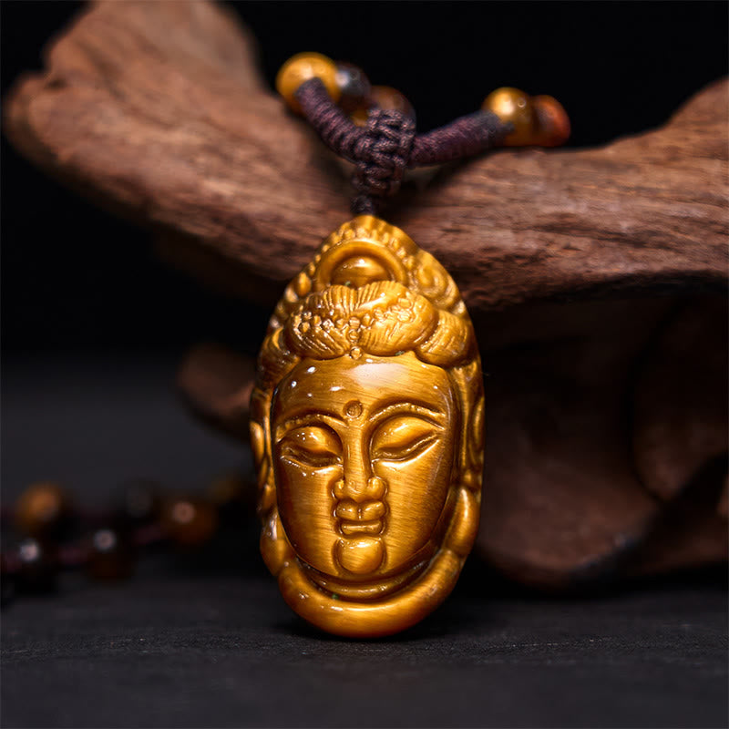 Tiger Eye Avalokitesvara Strength Necklace 6mm Beads