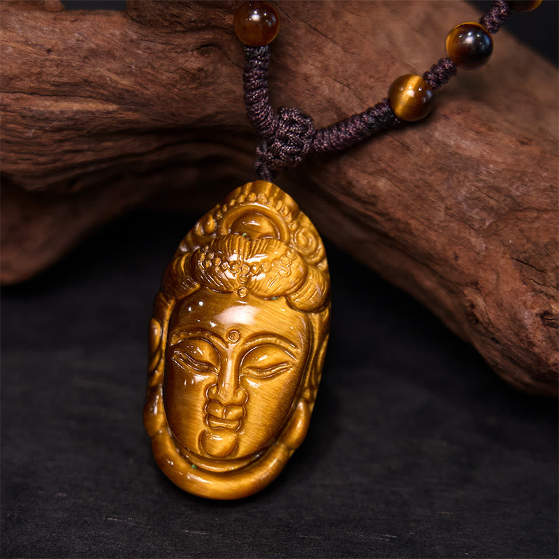 Tiger Eye Avalokitesvara Strength Necklace 6mm Beads