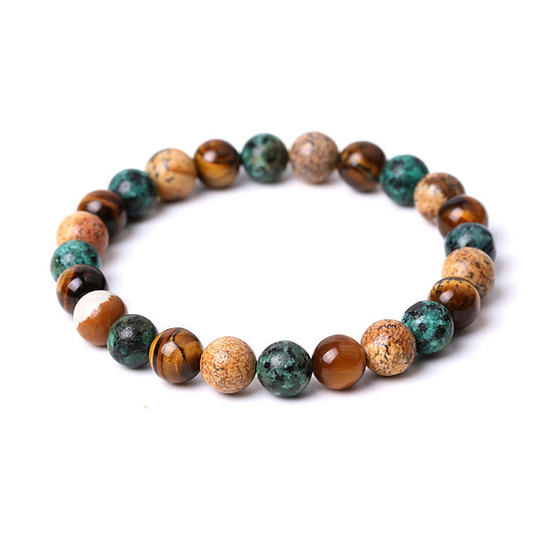 8mm Picture Jasper Turquoise Tiger Eye Protection Bracelet