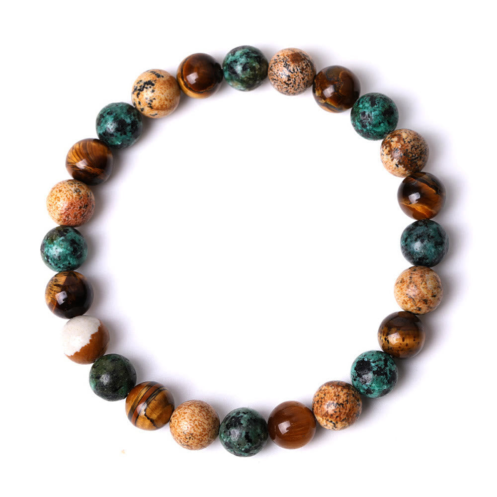 8mm Picture Jasper Turquoise Tiger Eye Protection Bracelet