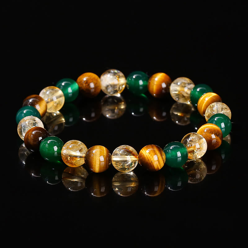 8mm Tiger Eye Green Agate Citrine Protection Bracelet