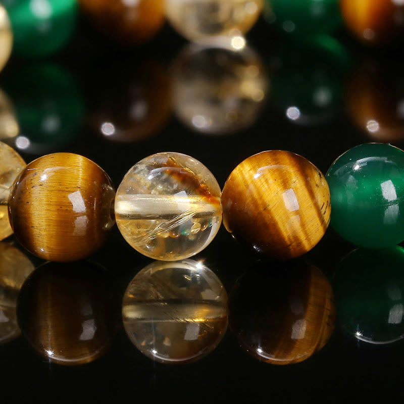 8mm Tiger Eye Green Agate Citrine Protection Bracelet