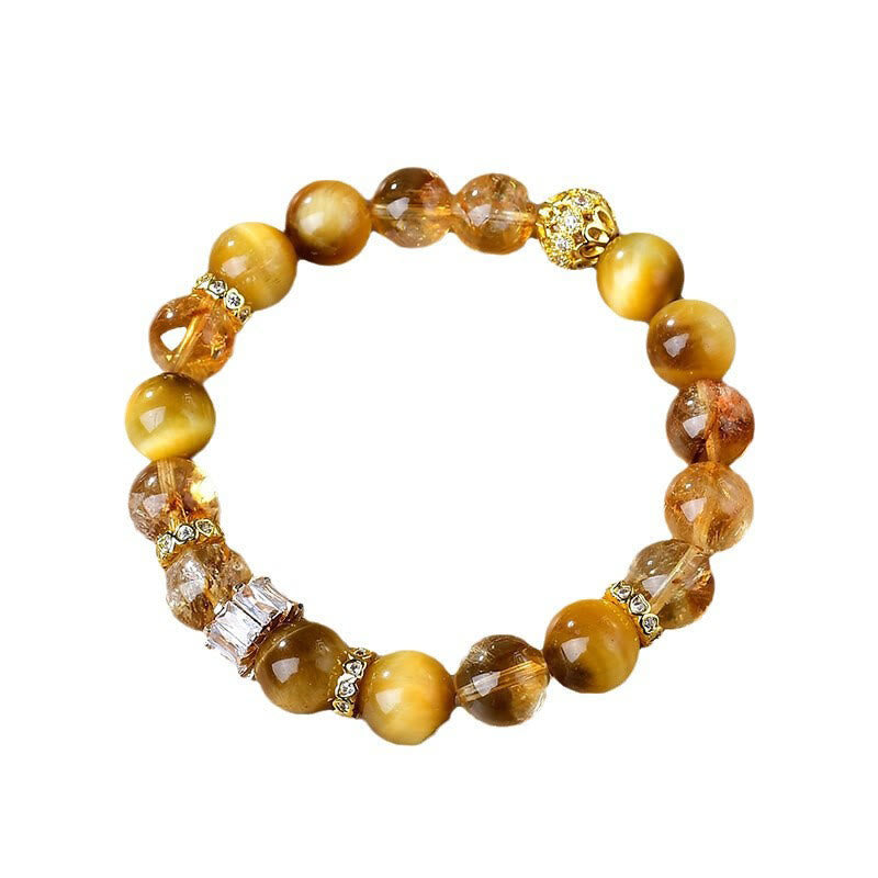 10mm Tiger Eye Citrine Bracelet for Women Strength & Courage