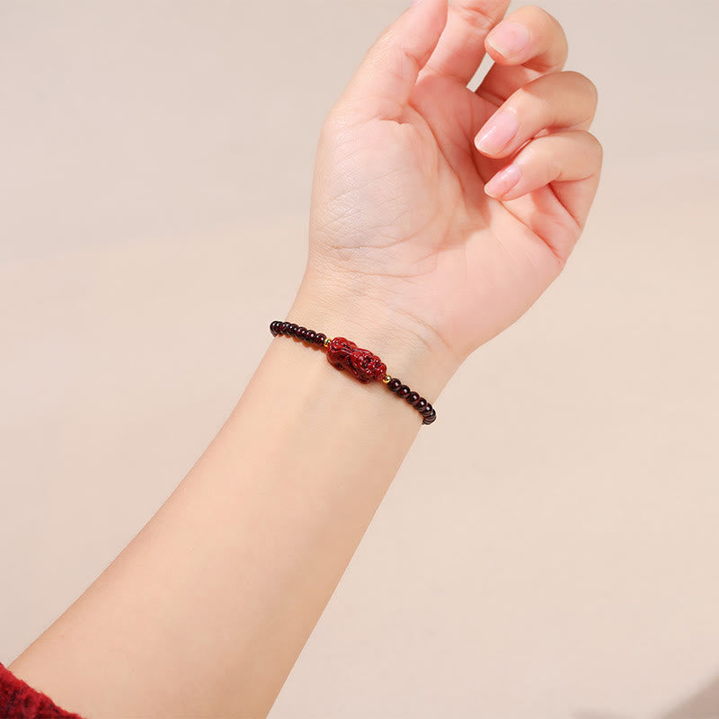 4mm Garnet Cinnabar PiXiu Protection Bracelet