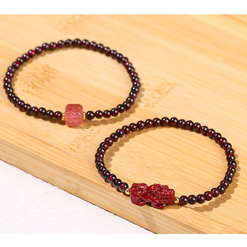 4mm Garnet Cinnabar PiXiu Protection Bracelet