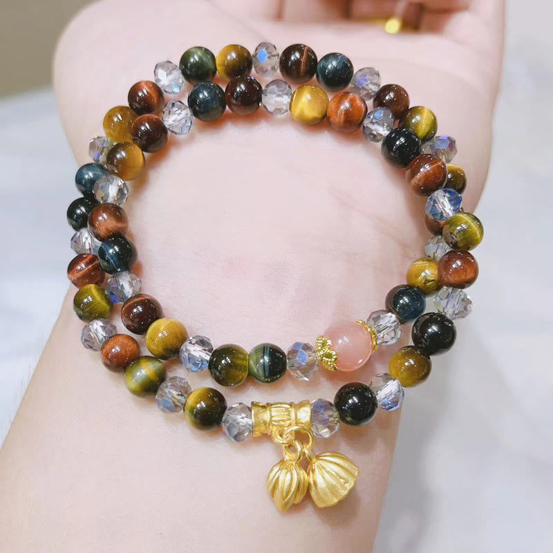 8mm Tiger Eye Lotus Protection Bracelet for Women