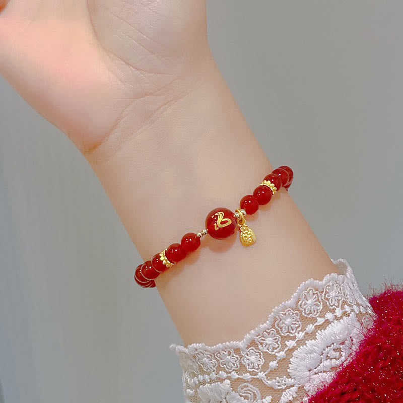 6mm Red Agate Year of the Snake Protection Bracelet