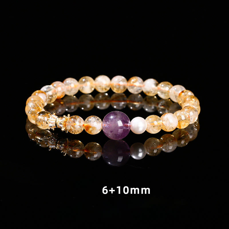 6mm Citrine Amethyst Prosperity Bracelet for Women