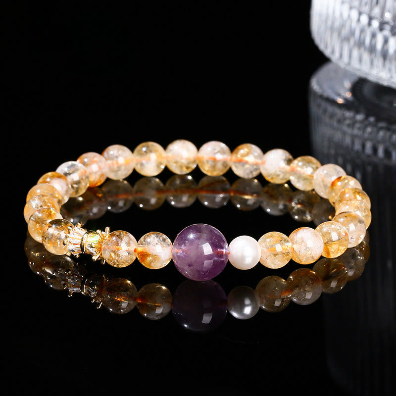 6mm Citrine Amethyst Prosperity Bracelet for Women