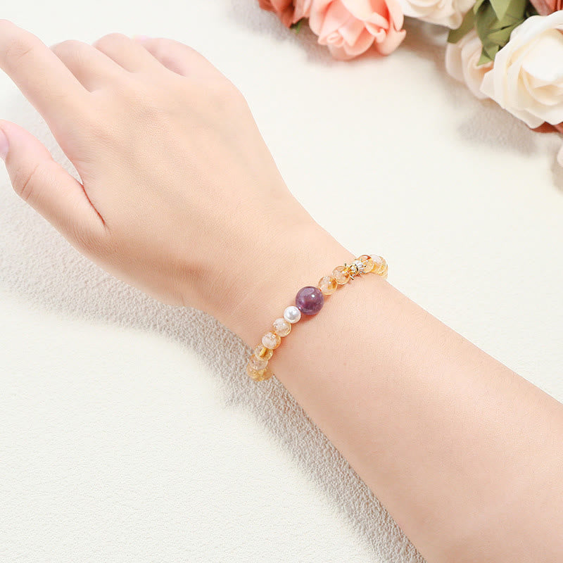 6mm Citrine Amethyst Prosperity Bracelet for Women
