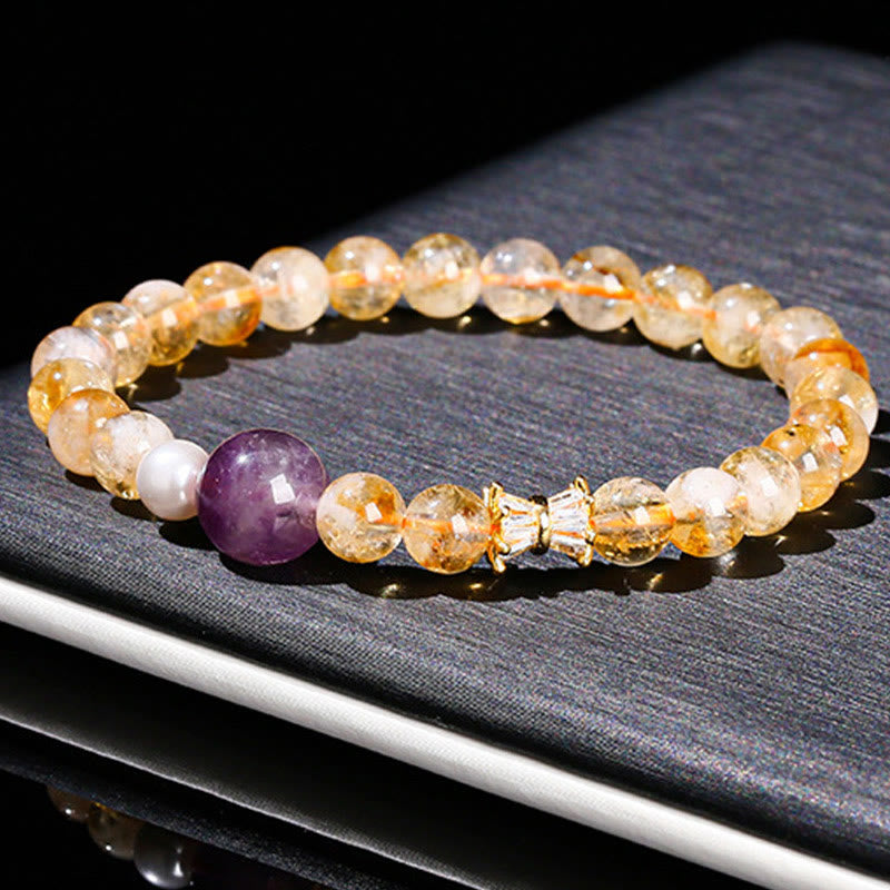 6mm Citrine Amethyst Prosperity Bracelet for Women