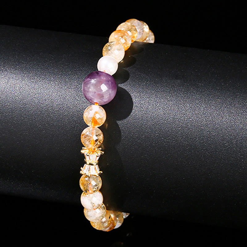 6mm Citrine Amethyst Prosperity Bracelet for Women
