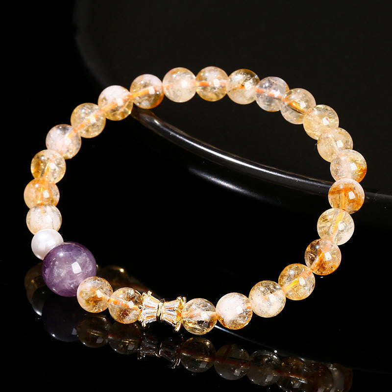 6mm Citrine Amethyst Prosperity Bracelet for Women