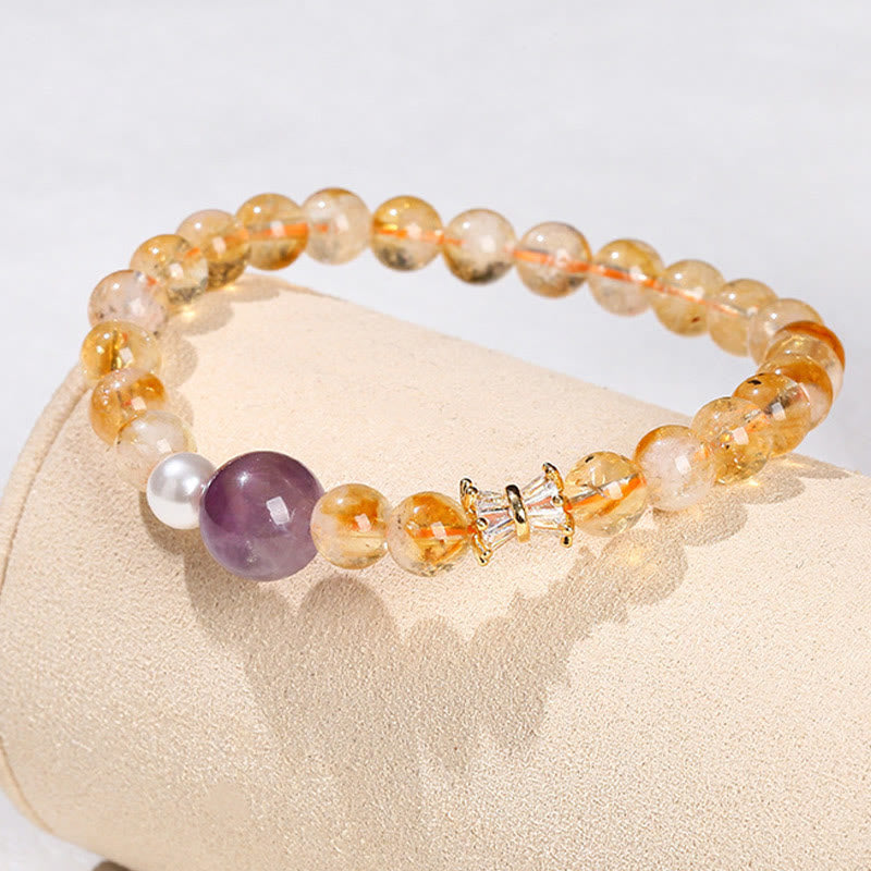 6mm Citrine Amethyst Prosperity Bracelet for Women
