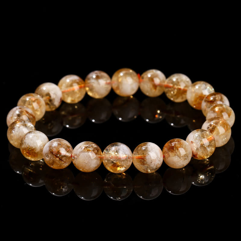 6mm Natural Citrine Snowflake Bracelet for Prosperity