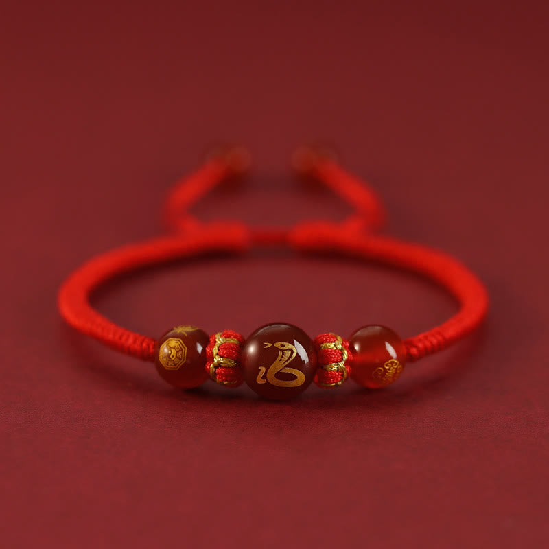 10mm Red Agate Chinese Zodiac Protection Bracelet