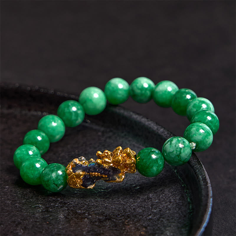 10mm Cyan Jade PiXiu Protection Bracelet