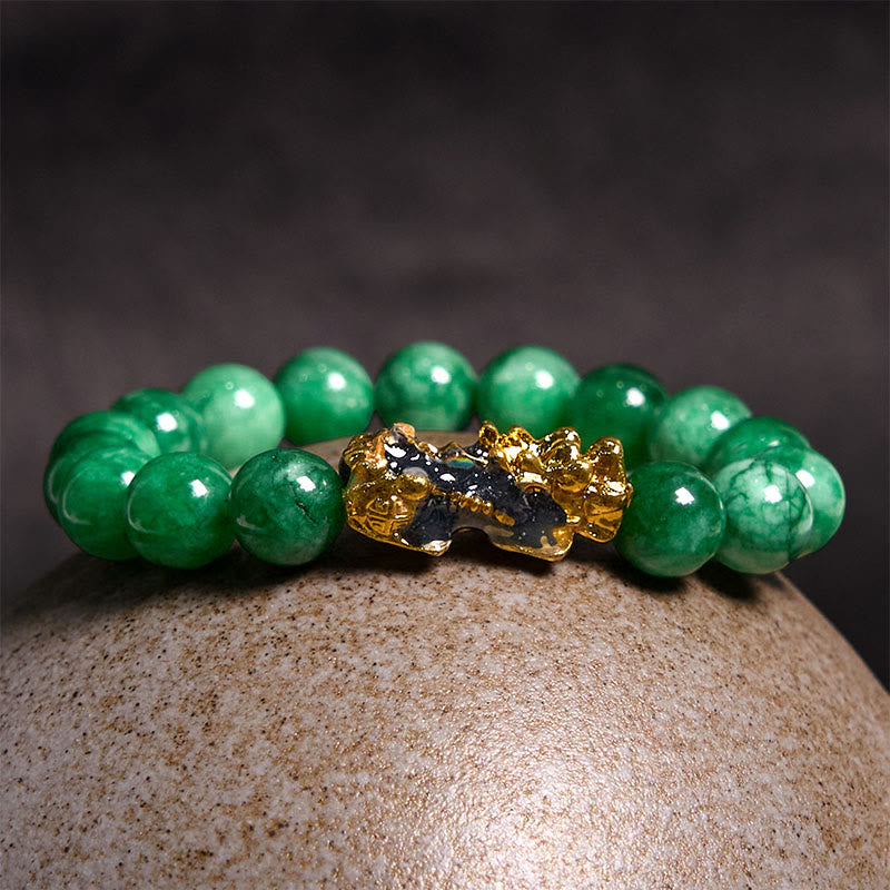 10mm Cyan Jade PiXiu Protection Bracelet