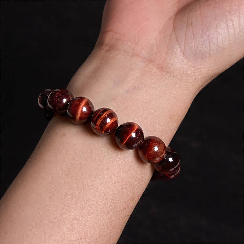 10mm Red Tiger Eye Healing Bracelet for Courage