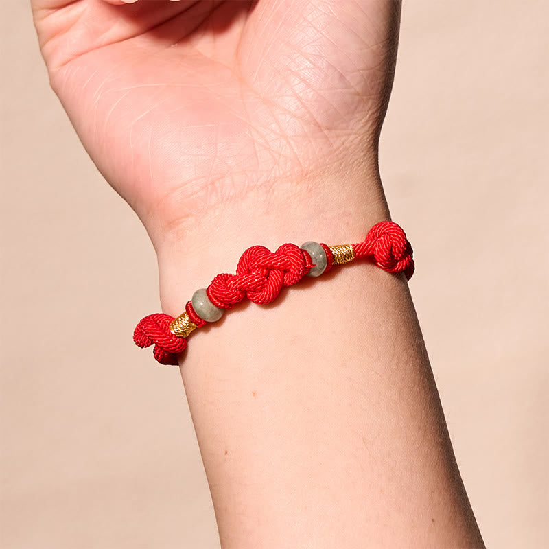 8mm Jade Luck Fortune Knot Red String Bracelet