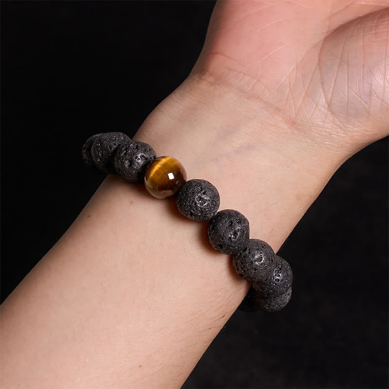 10mm Lava Rock Tiger Eye Peace Healing Bracelet