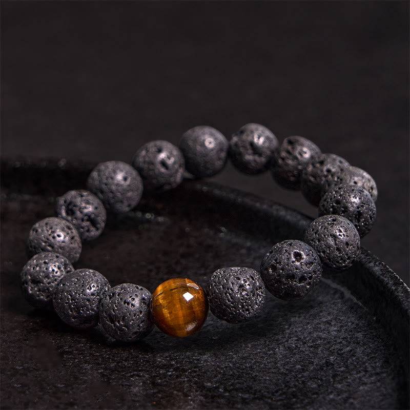 10mm Lava Rock Tiger Eye Peace Healing Bracelet