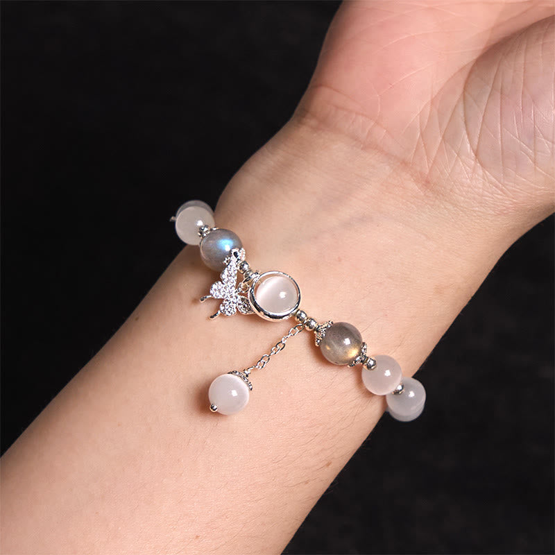 Support Bracelet with Cat's Eye Moonstone & Butterfly Charm