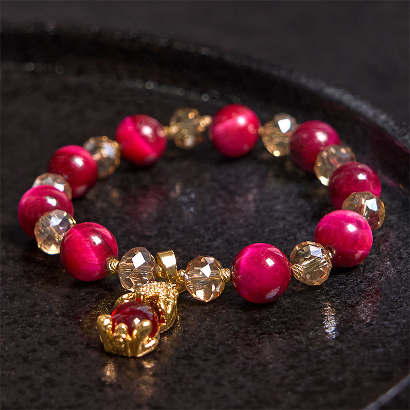 Red Tiger Eye Protection Bracelet with PiXiu Fox Charm