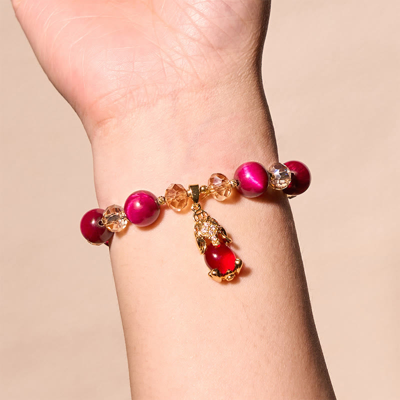 Red Tiger Eye Protection Bracelet with PiXiu Fox Charm