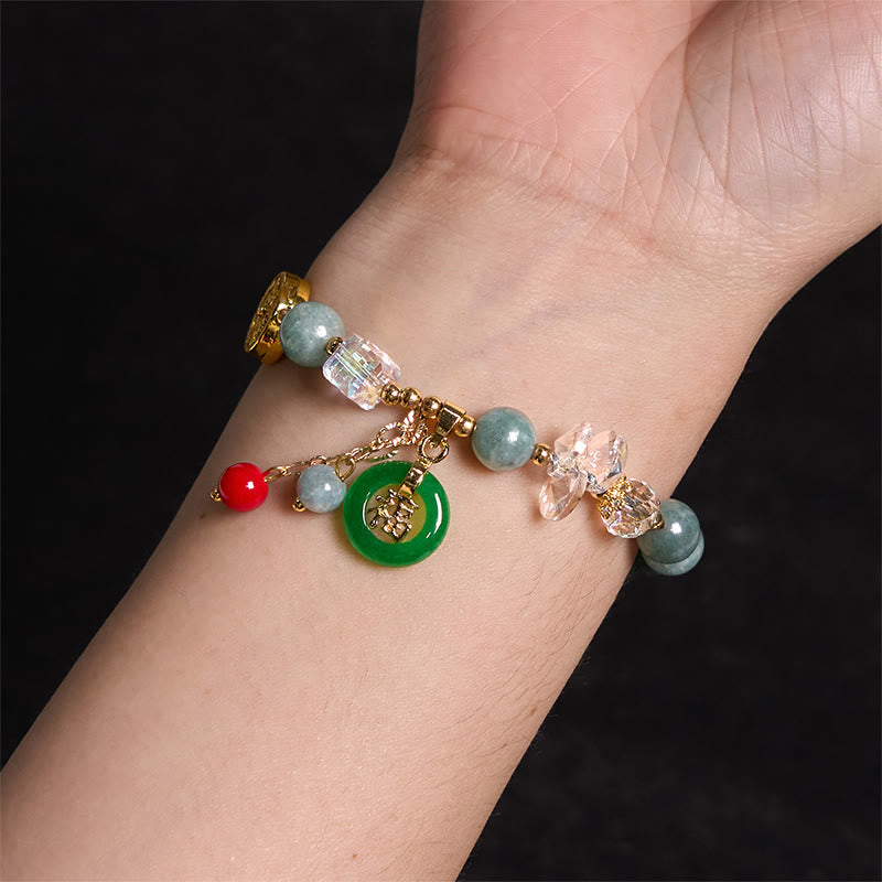 8mm Strawberry Quartz Jade Fu Character Healing Bracelet