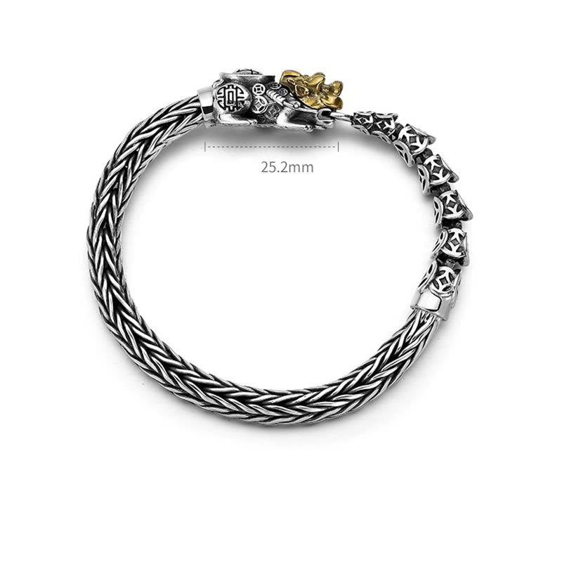 925 Sterling Silver PiXiu Wealth Bracelet with Copper Coins 19cm