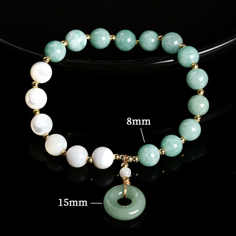 8mm Jade Trochus Snail Peace Buckle Abundance Bracelet