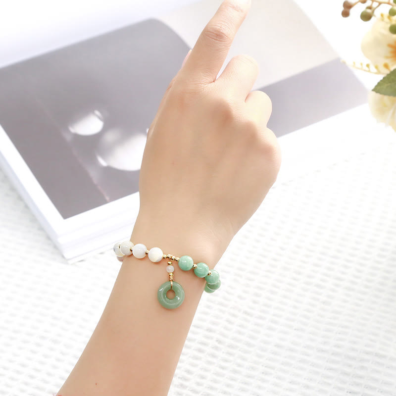 8mm Jade Trochus Snail Peace Buckle Abundance Bracelet