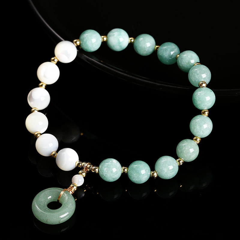 8mm Jade Trochus Snail Peace Buckle Abundance Bracelet