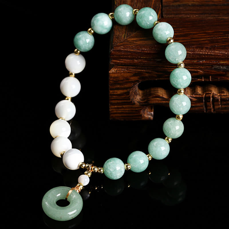 8mm Jade Trochus Snail Peace Buckle Abundance Bracelet