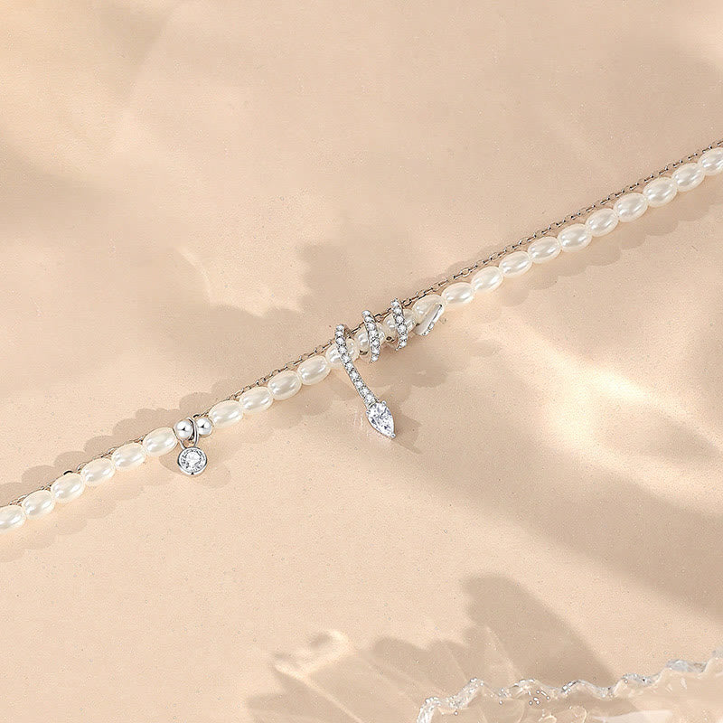 925 Sterling Silver Pearl Year of the Snake Bracelet Necklace