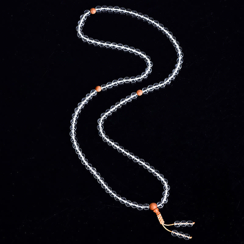 108 Beads White Crystal Sandalwood Healing Bracelet 6mm