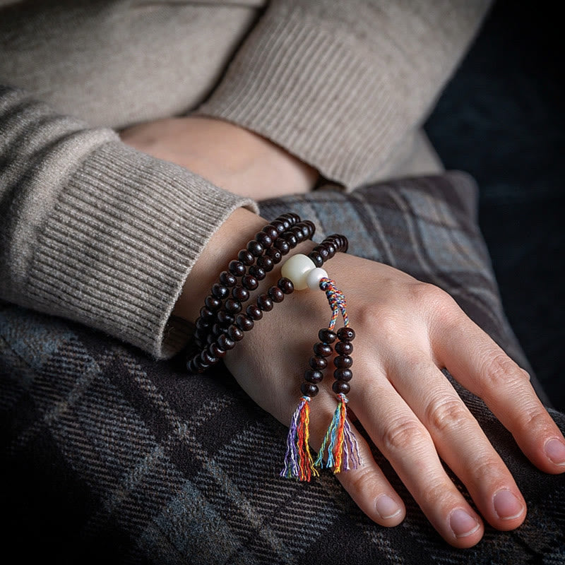 108-Bead Bowl Bodhi Seed Mala Bracelet for Spiritual Peace and Growth