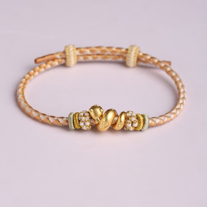 Sterling Silver Snake Gradient Red String Luck Bracelet